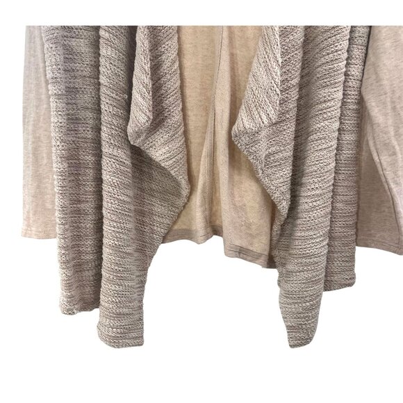 Sunday for Anthropologie Open Front Cardigan BGE SLVR Thread Blend Shimmer W 2X - Picture 4 of 10